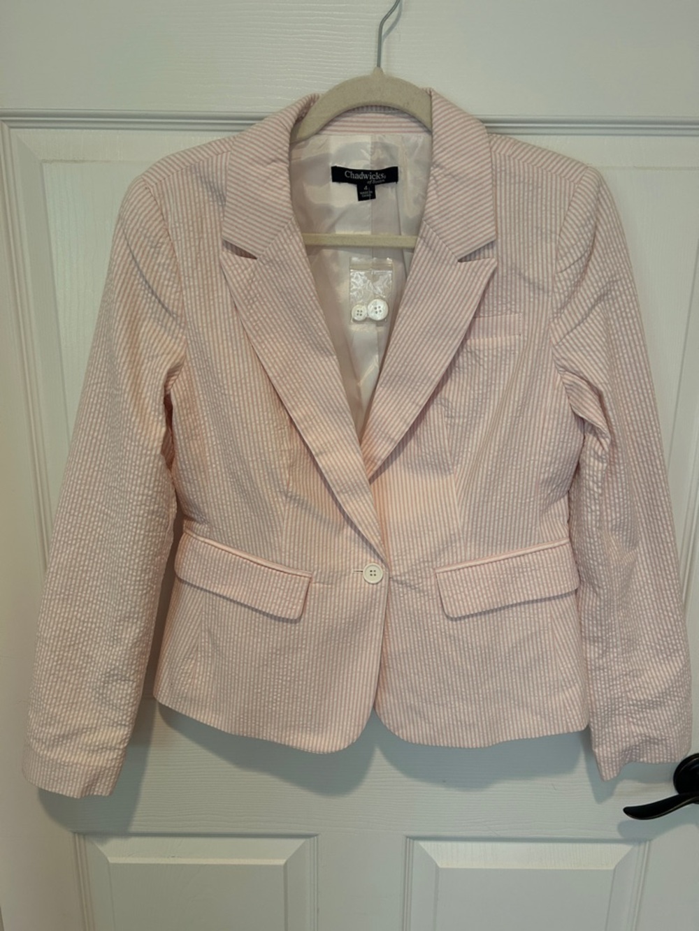 Chadwicks Pale Pink Seersucker Blazer